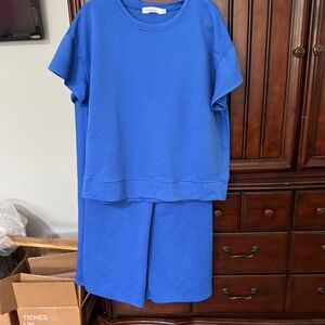 Blue Textured Two-Piece Set